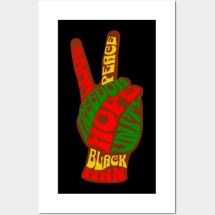 Unity in Diversity: Celebrating Love, Peace, Freedom, unity and Black Men | Hand In The Shape Of A Peace Sign Posters and Art